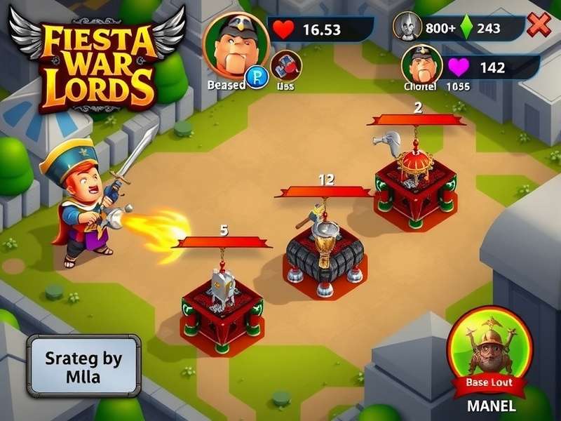 Fiesta War Lords feature showcase with multiple gameplay elements